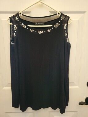 Embellished INC International Concepts Black Sleeveless Top